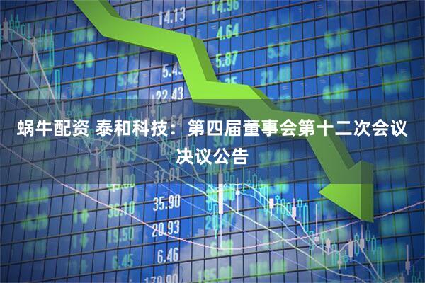 蜗牛配资 泰和科技：第四届董事会第十二次会议决议公告